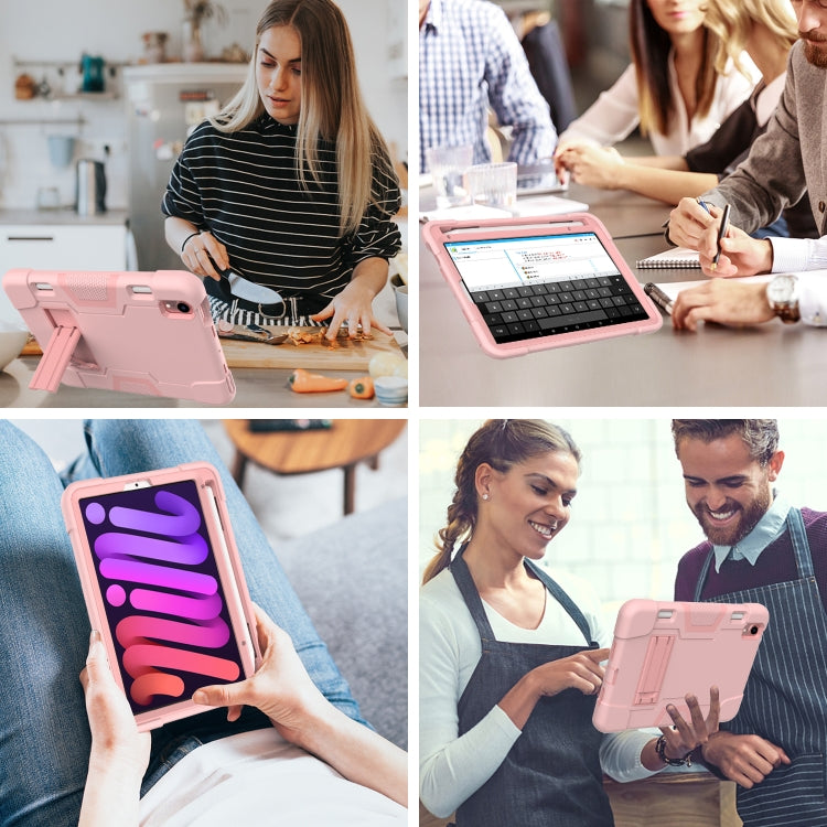 For iPad mini 6 Contrast Color Robot Shockproof Silicone + PC Protective Tablet Case with Holder & Pen Slot