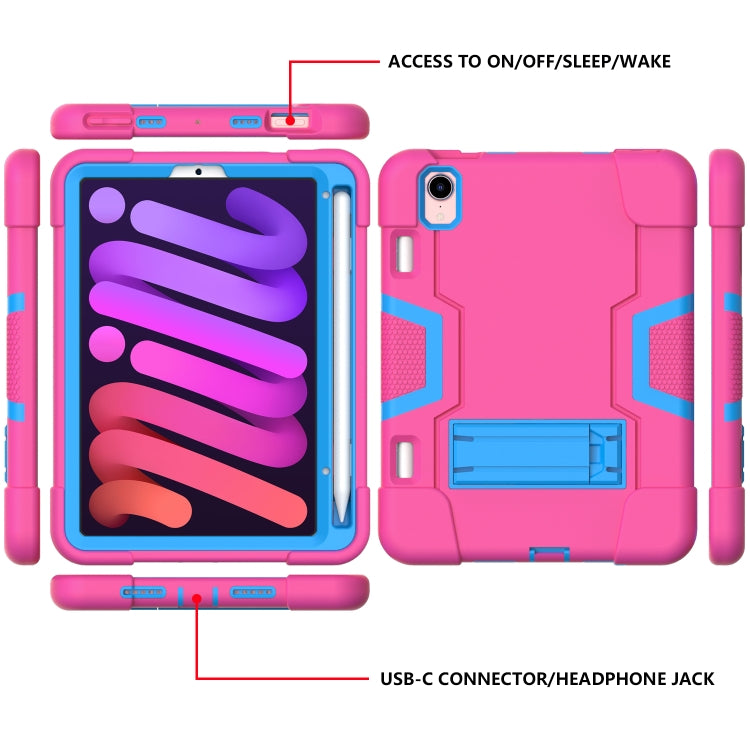 For iPad mini 6 Contrast Color Robot Shockproof Silicone + PC Protective Tablet Case with Holder & Pen Slot