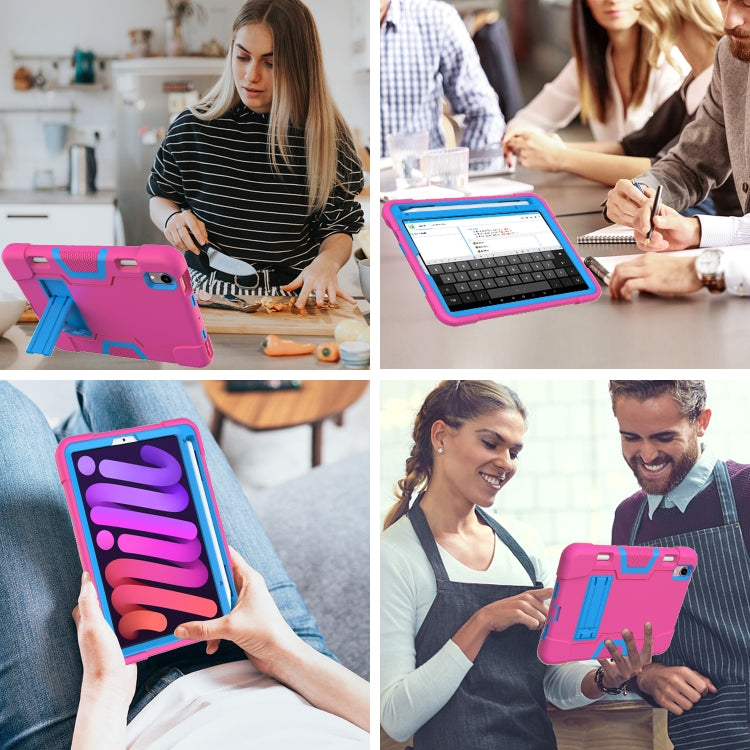 For iPad mini 6 Contrast Color Robot Shockproof Silicone + PC Protective Tablet Case with Holder & Pen Slot