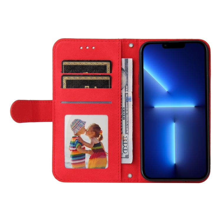 For iPhone 13 Pro Max Skin Feel Life Tree Metal Button Horizontal Flip Leather Case with Holder & Card Slot & Wallet & Photo Frame & Strap