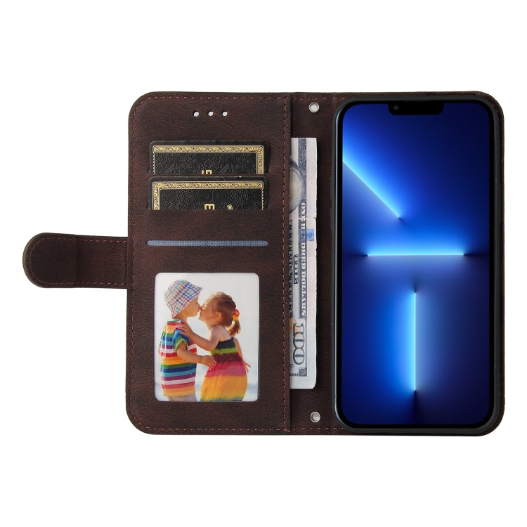 For iPhone 13 Pro Max Skin Feel Life Tree Metal Button Horizontal Flip Leather Case with Holder & Card Slot & Wallet & Photo Frame & Strap