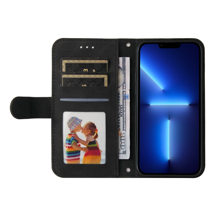 For iPhone 13 Pro Max Skin Feel Life Tree Metal Button Horizontal Flip Leather Case with Holder & Card Slot & Wallet & Photo Frame & Strap
