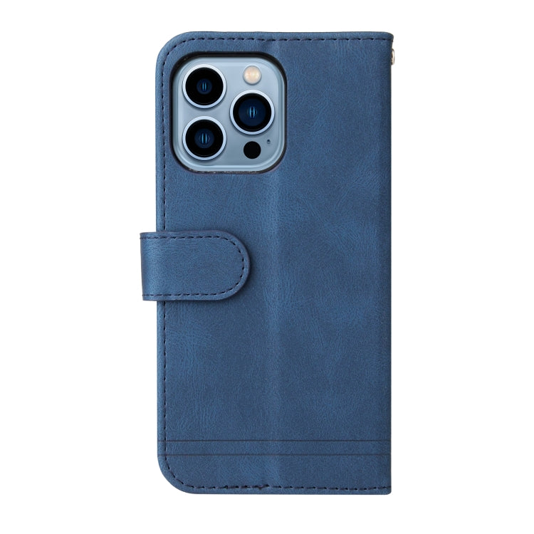 For iPhone 13 Pro Max Skin Feel Life Tree Metal Button Horizontal Flip Leather Case with Holder & Card Slot & Wallet & Photo Frame & Strap