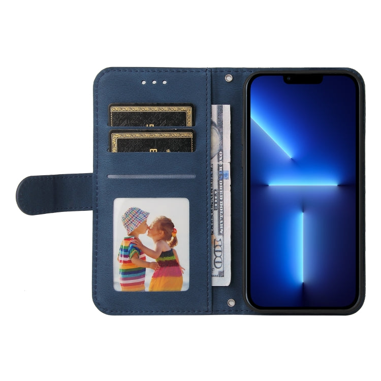 For iPhone 13 Pro Max Skin Feel Life Tree Metal Button Horizontal Flip Leather Case with Holder & Card Slot & Wallet & Photo Frame & Strap