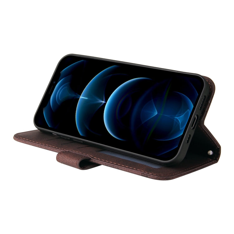 For iPhone 12 / 12 Pro Skin Feel Life Tree Metal Button Horizontal Flip Leather Case with Holder & Card Slot & Wallet & Photo Frame & Strap