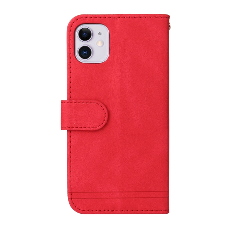 For iPhone 11 Skin Feel Life Tree Metal Button Horizontal Flip Leather Case with Holder & Card Slot & Wallet & Photo Frame & Strap