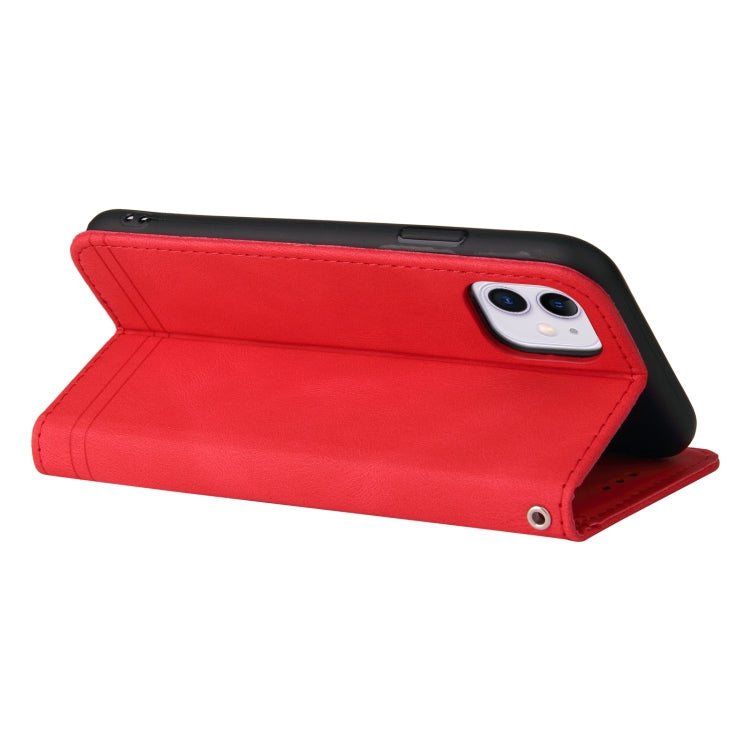 For iPhone 11 Skin Feel Life Tree Metal Button Horizontal Flip Leather Case with Holder & Card Slot & Wallet & Photo Frame & Strap