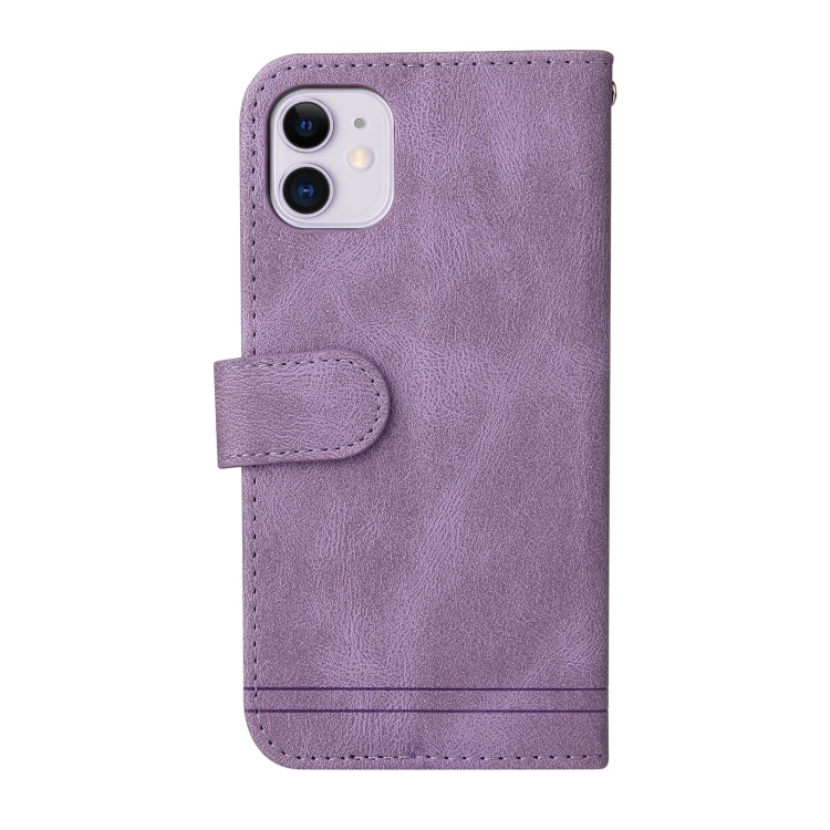 For iPhone 11 Skin Feel Life Tree Metal Button Horizontal Flip Leather Case with Holder & Card Slot & Wallet & Photo Frame & Strap