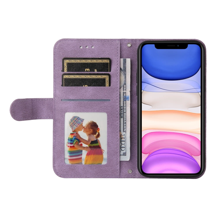 For iPhone 11 Skin Feel Life Tree Metal Button Horizontal Flip Leather Case with Holder & Card Slot & Wallet & Photo Frame & Strap