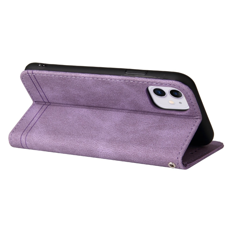 For iPhone 11 Skin Feel Life Tree Metal Button Horizontal Flip Leather Case with Holder & Card Slot & Wallet & Photo Frame & Strap