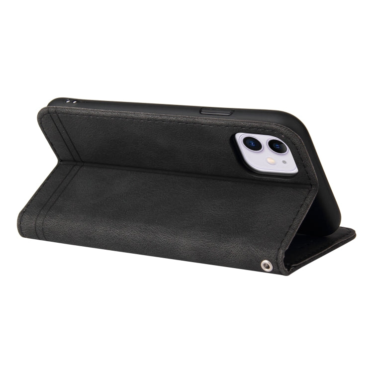 For iPhone 11 Skin Feel Life Tree Metal Button Horizontal Flip Leather Case with Holder & Card Slot & Wallet & Photo Frame & Strap