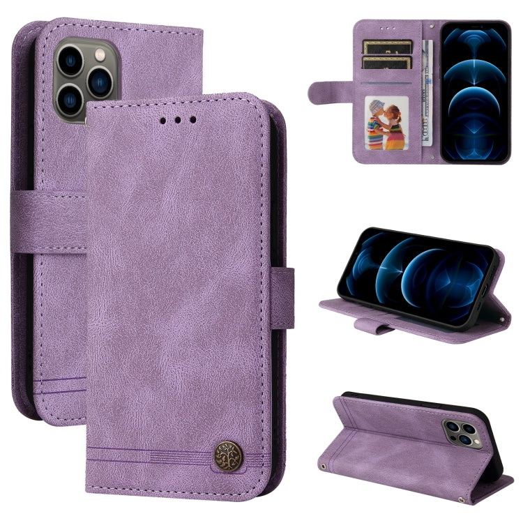 For iPhone 11 Pro Skin Feel Life Tree Metal Button Horizontal Flip Leather Case with Holder & Card Slot & Wallet & Photo Frame & Strap