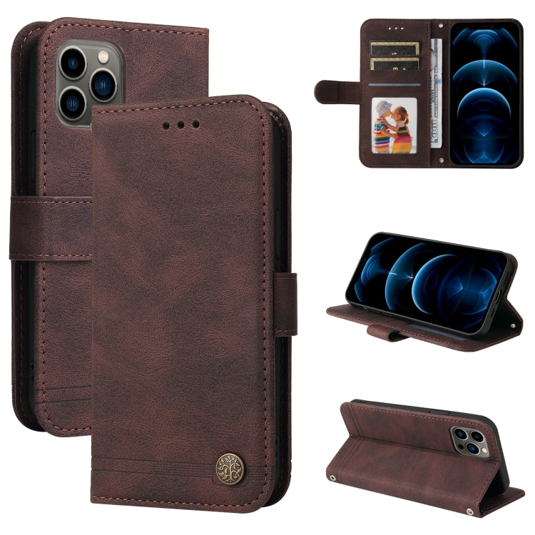 For iPhone 11 Pro Skin Feel Life Tree Metal Button Horizontal Flip Leather Case with Holder & Card Slot & Wallet & Photo Frame & Strap