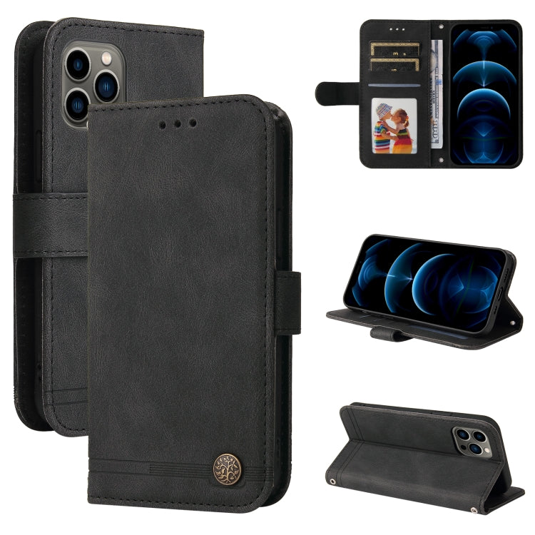 For iPhone 11 Pro Skin Feel Life Tree Metal Button Horizontal Flip Leather Case with Holder & Card Slot & Wallet & Photo Frame & Strap