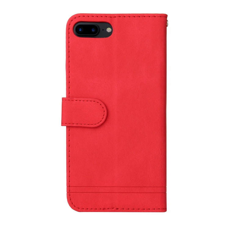 For iPhone SE 2022 / SE 2020 / 8 / 7 Skin Feel Life Tree Metal Button Horizontal Flip Leather Case with Holder & Card Slot & Wallet & Photo Frame & Strap