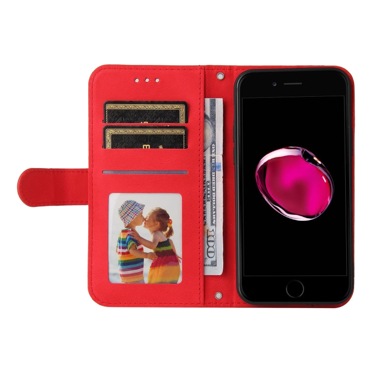 For iPhone SE 2022 / SE 2020 / 8 / 7 Skin Feel Life Tree Metal Button Horizontal Flip Leather Case with Holder & Card Slot & Wallet & Photo Frame & Strap
