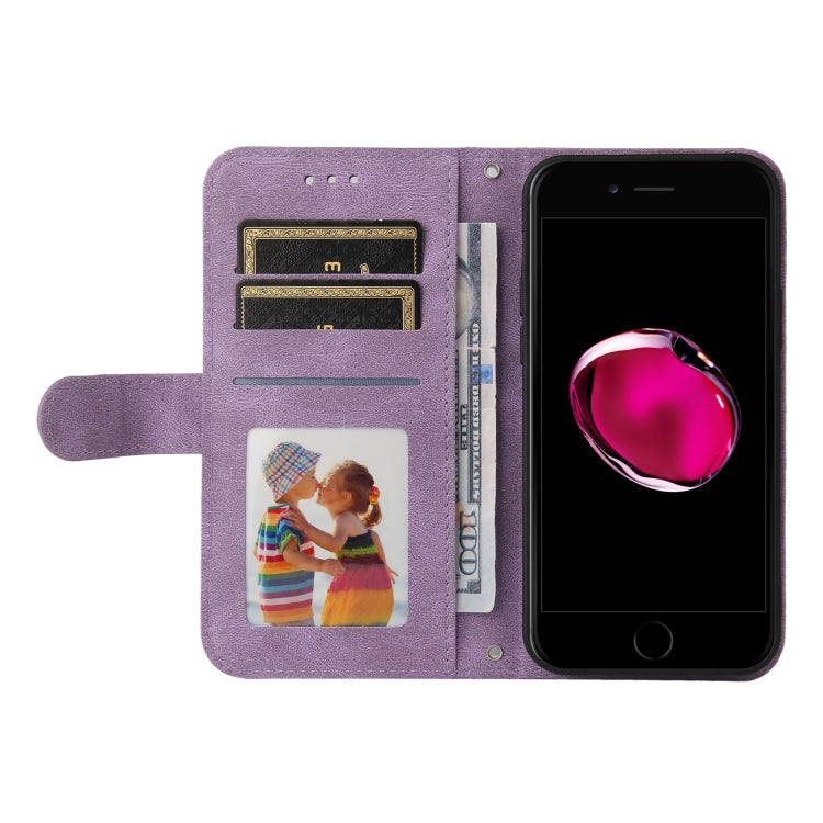 For iPhone SE 2022 / SE 2020 / 8 / 7 Skin Feel Life Tree Metal Button Horizontal Flip Leather Case with Holder & Card Slot & Wallet & Photo Frame & Strap