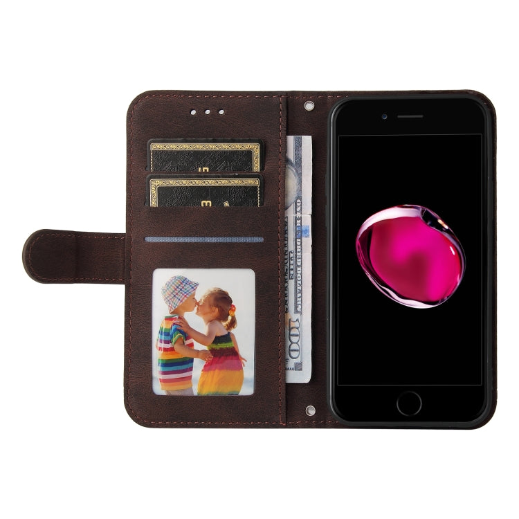 For iPhone SE 2022 / SE 2020 / 8 / 7 Skin Feel Life Tree Metal Button Horizontal Flip Leather Case with Holder & Card Slot & Wallet & Photo Frame & Strap