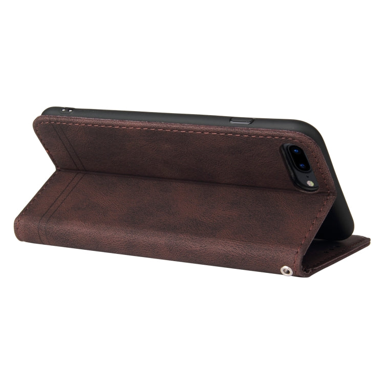 For iPhone SE 2022 / SE 2020 / 8 / 7 Skin Feel Life Tree Metal Button Horizontal Flip Leather Case with Holder & Card Slot & Wallet & Photo Frame & Strap