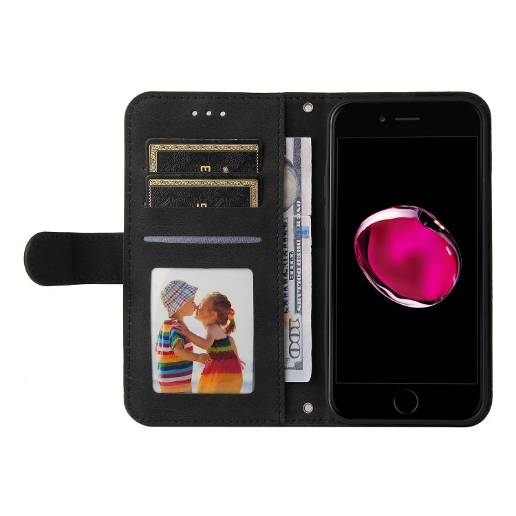 For iPhone SE 2022 / SE 2020 / 8 / 7 Skin Feel Life Tree Metal Button Horizontal Flip Leather Case with Holder & Card Slot & Wallet & Photo Frame & Strap