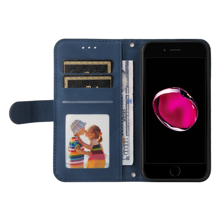 For iPhone SE 2022 / SE 2020 / 8 / 7 Skin Feel Life Tree Metal Button Horizontal Flip Leather Case with Holder & Card Slot & Wallet & Photo Frame & Strap