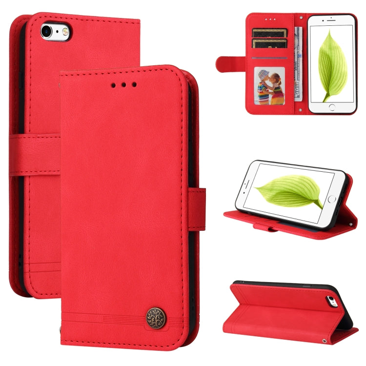 Skin Feel Life Tree Metal Button Horizontal Flip Leather Case with Holder & Card Slot & Wallet & Photo Frame & Strap For iPhone 6 Plus / 6s Plus