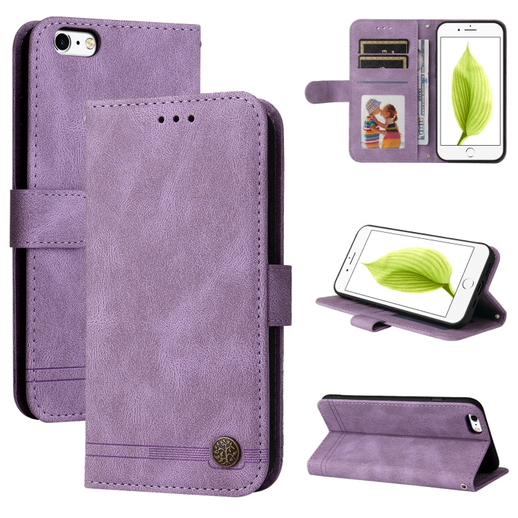 Skin Feel Life Tree Metal Button Horizontal Flip Leather Case with Holder & Card Slot & Wallet & Photo Frame & Strap For iPhone 6 Plus / 6s Plus