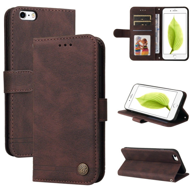 Skin Feel Life Tree Metal Button Horizontal Flip Leather Case with Holder & Card Slot & Wallet & Photo Frame & Strap For iPhone 6 Plus / 6s Plus