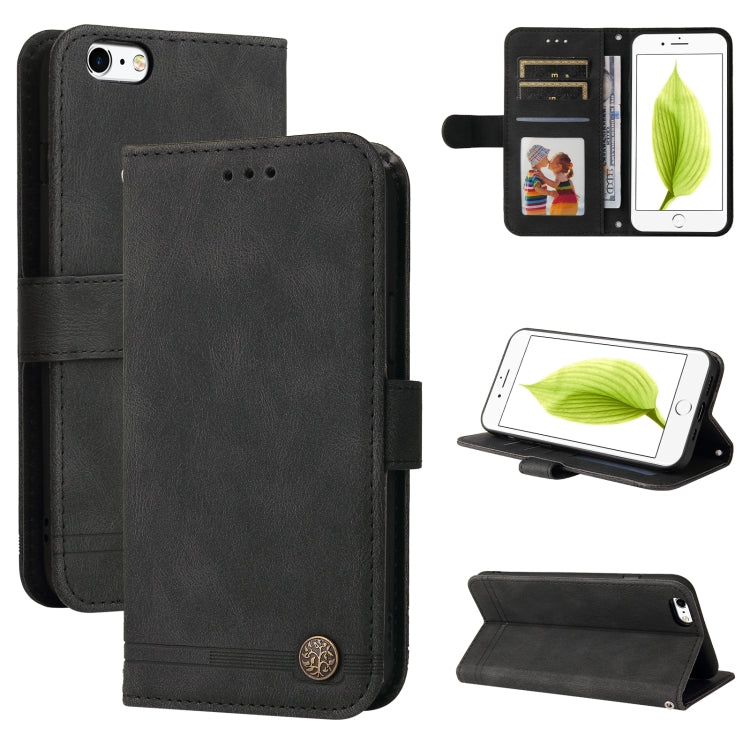 Skin Feel Life Tree Metal Button Horizontal Flip Leather Case with Holder & Card Slot & Wallet & Photo Frame & Strap For iPhone 6 Plus / 6s Plus