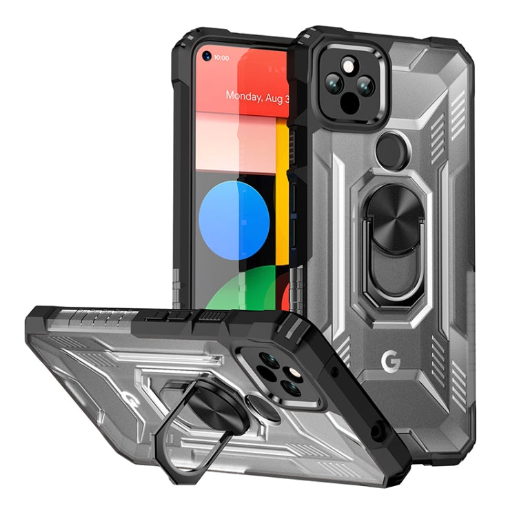 For Google Pixel 5a 5G PC + TPU Shockproof Protective Case with Metal Ring Holder