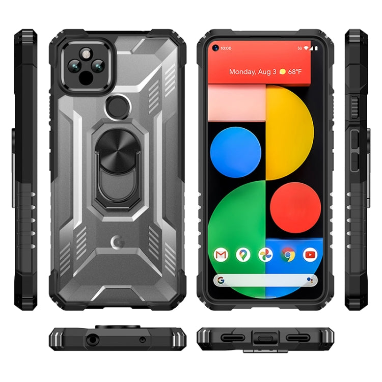 For Google Pixel 5a 5G PC + TPU Shockproof Protective Case with Metal Ring Holder