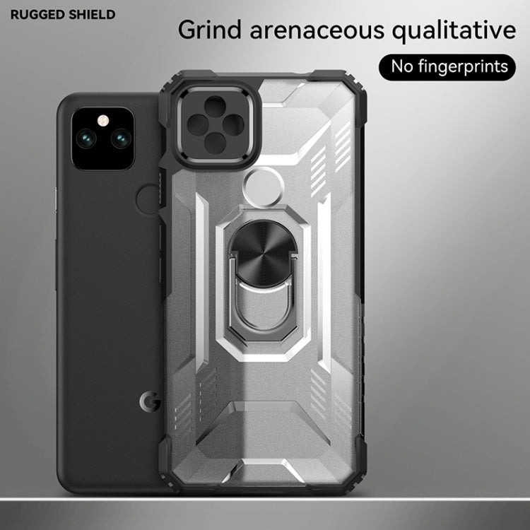 For Google Pixel 5a 5G PC + TPU Shockproof Protective Case with Metal Ring Holder