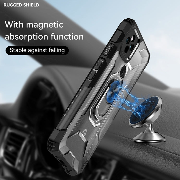 For Google Pixel 5a 5G PC + TPU Shockproof Protective Case with Metal Ring Holder