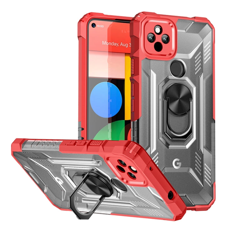 For Google Pixel 5a 5G PC + TPU Shockproof Protective Case with Metal Ring Holder