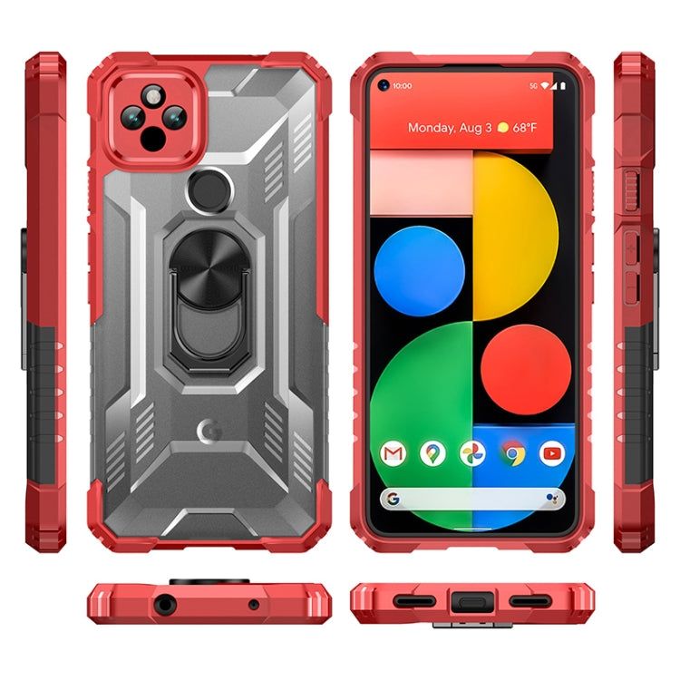 For Google Pixel 5a 5G PC + TPU Shockproof Protective Case with Metal Ring Holder