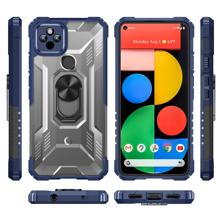 For Google Pixel 5a 5G PC + TPU Shockproof Protective Case with Metal Ring Holder