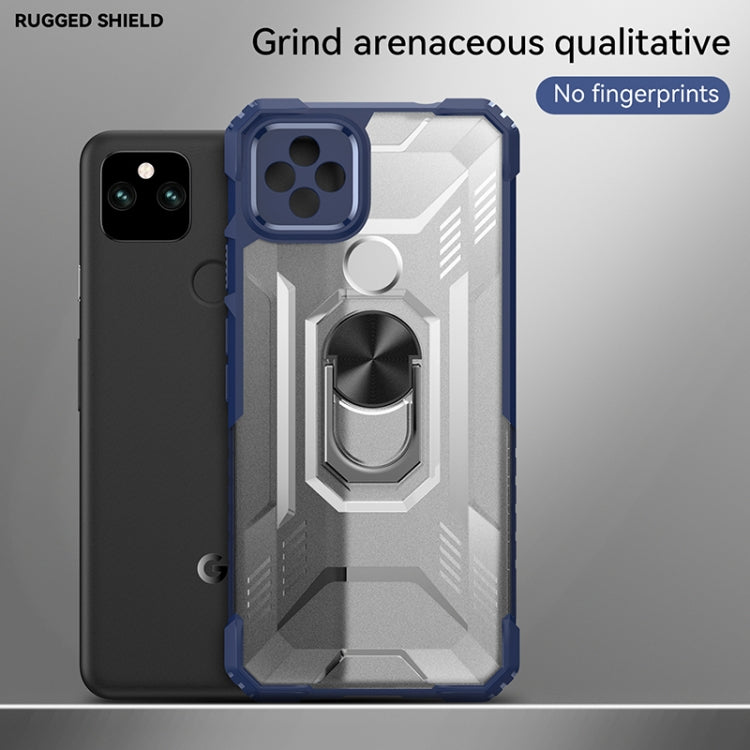 For Google Pixel 5a 5G PC + TPU Shockproof Protective Case with Metal Ring Holder