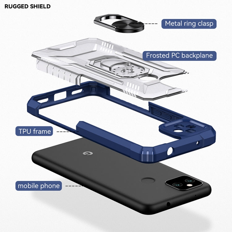For Google Pixel 5a 5G PC + TPU Shockproof Protective Case with Metal Ring Holder