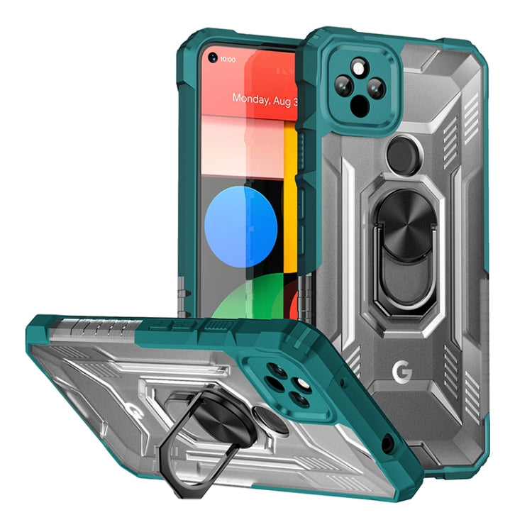 For Google Pixel 5a 5G PC + TPU Shockproof Protective Case with Metal Ring Holder