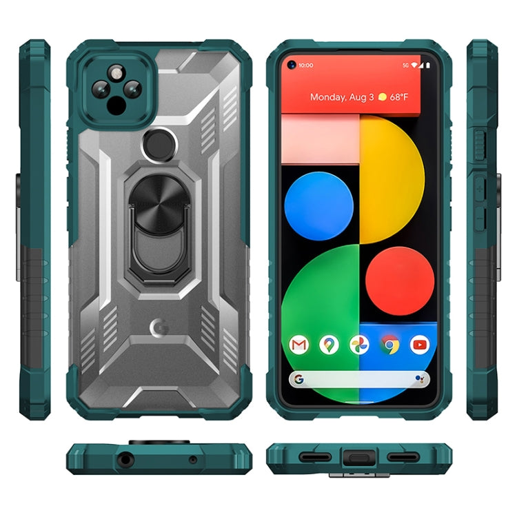 For Google Pixel 5a 5G PC + TPU Shockproof Protective Case with Metal Ring Holder