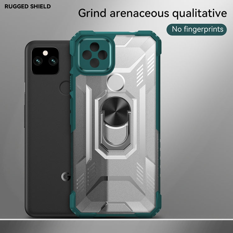 For Google Pixel 5a 5G PC + TPU Shockproof Protective Case with Metal Ring Holder