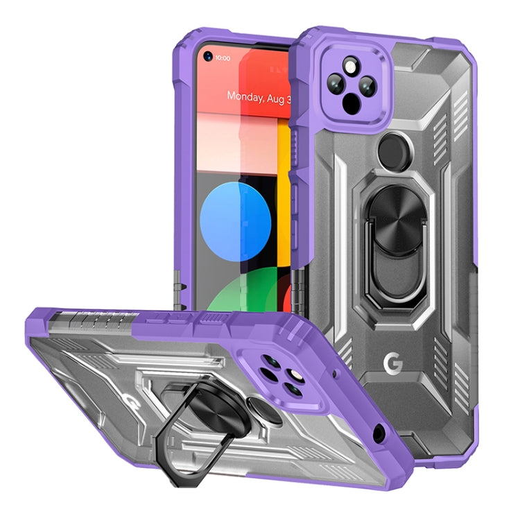 For Google Pixel 5a 5G PC + TPU Shockproof Protective Case with Metal Ring Holder