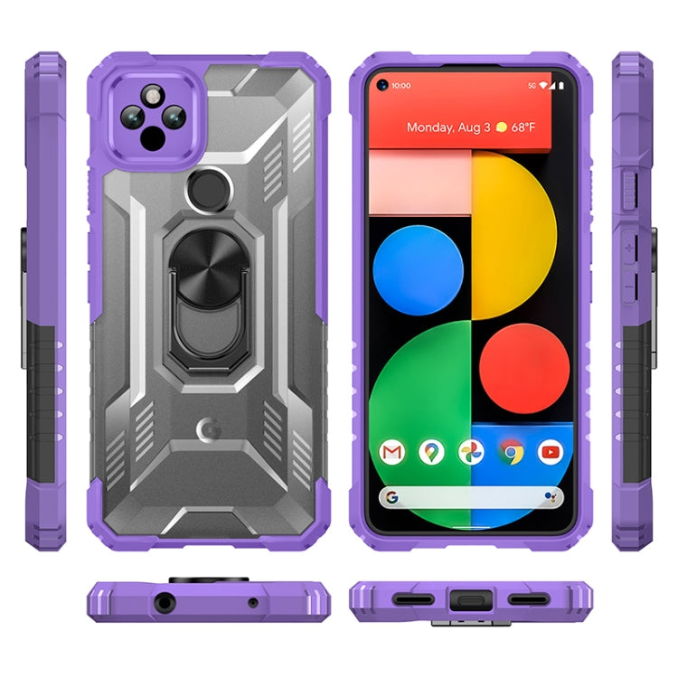 For Google Pixel 5a 5G PC + TPU Shockproof Protective Case with Metal Ring Holder