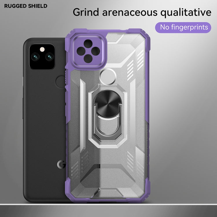 For Google Pixel 5a 5G PC + TPU Shockproof Protective Case with Metal Ring Holder