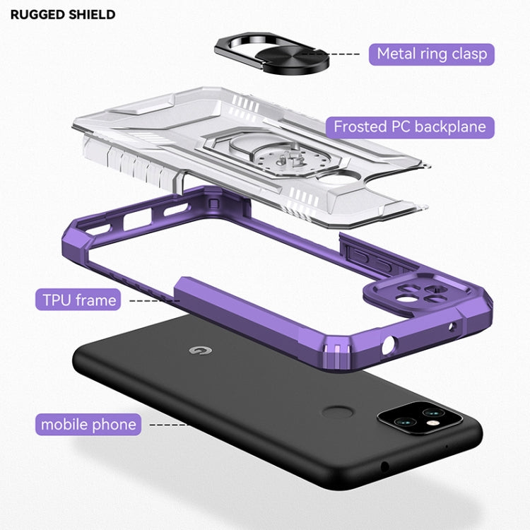For Google Pixel 5a 5G PC + TPU Shockproof Protective Case with Metal Ring Holder