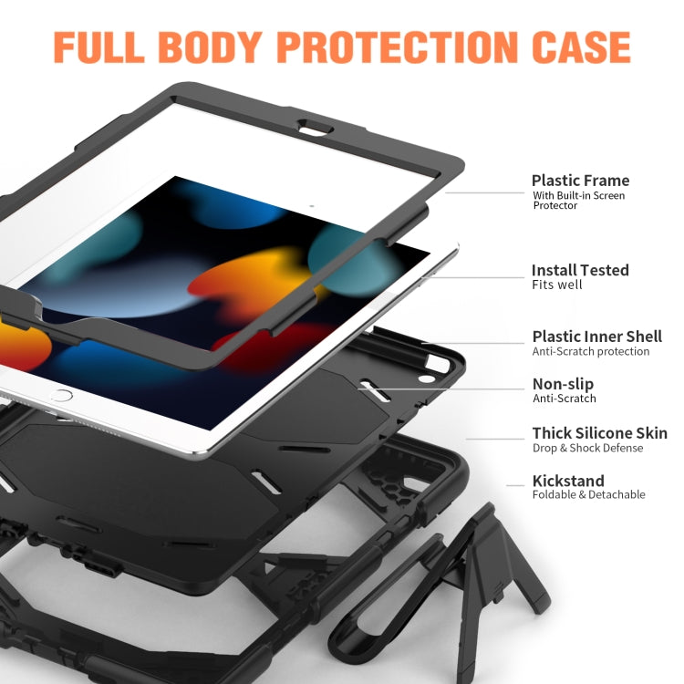 For iPad 10.2 2021 / 2020 / 2019 Shockproof Colorful Silicone + PC Protective Case with Holder & Pen Slot