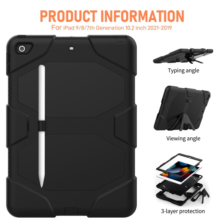For iPad 10.2 2021 / 2020 / 2019 Shockproof Colorful Silicone + PC Protective Case with Holder & Pen Slot