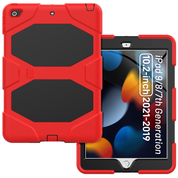 For iPad 10.2 2021 / 2020 / 2019 Shockproof Colorful Silicone + PC Protective Case with Holder & Pen Slot