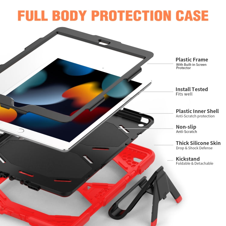 For iPad 10.2 2021 / 2020 / 2019 Shockproof Colorful Silicone + PC Protective Case with Holder & Pen Slot