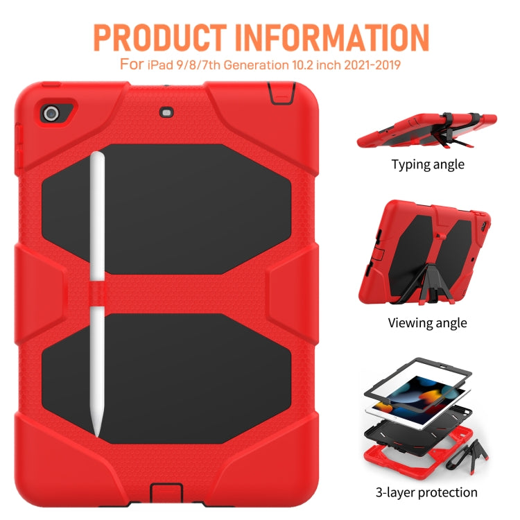 For iPad 10.2 2021 / 2020 / 2019 Shockproof Colorful Silicone + PC Protective Case with Holder & Pen Slot